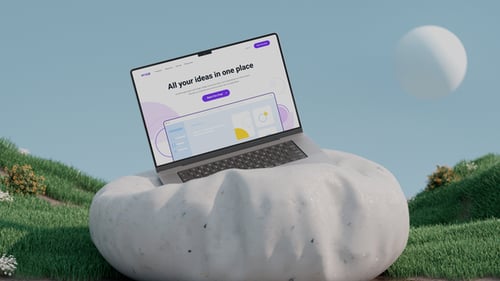 3D Laptop Website Presentation in Abstract Minimalist Environments