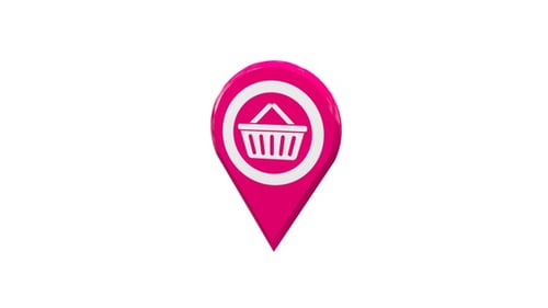 3D Shopping Cart Map Pin Location Icon Animation