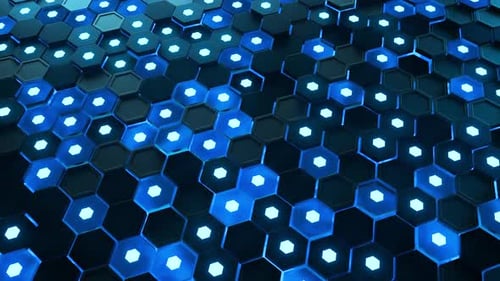 Leuchtender sechseckiger Würfelhintergrund, Hightech-Cyberspace.