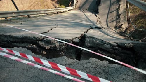 Flood Damaged Closed Highway Road Bridge