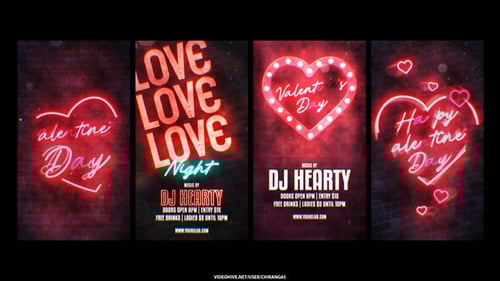 Animated Neon Valentine's Day Social Media Stories