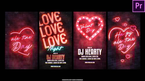 Animated Neon Valentine Stories for Social Media