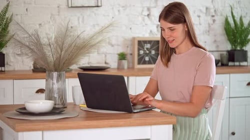 Woman Study Online in Flat