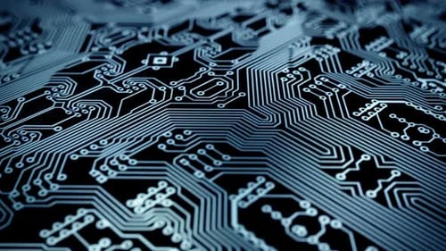 PCB animation. Printed circuit board lines on the motherboard. Loopable. HD