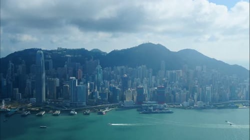 Beautiful building and architecture around Hong kong city skyline