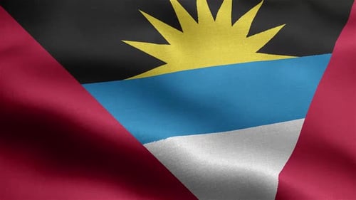 Antigua and Barbuda Flag Realistic Waving Loop