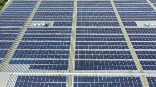 Solar power station on factory rooftop