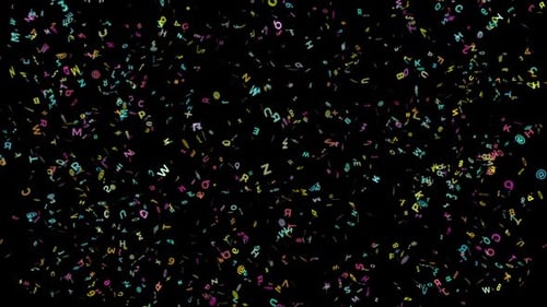 Bursting Colorful Alphanumeric Confetti Animation