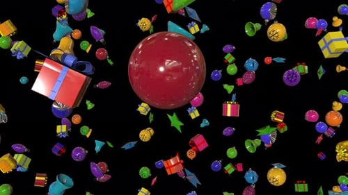 Festive Christmas Ornaments and Gift Boxes Falling Animation