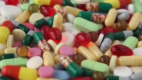 Medical Pills Rotate in Circle