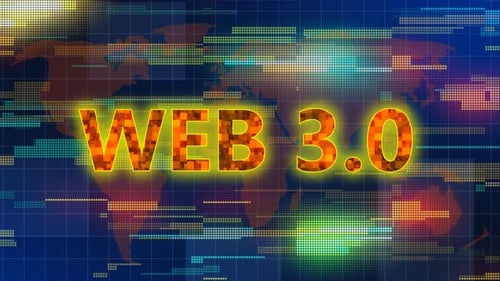 Web 3.0 Digital Background Concept On World Map