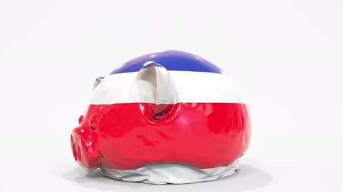 Deflating Piggy Bank with Printed Flag of Costa Rica