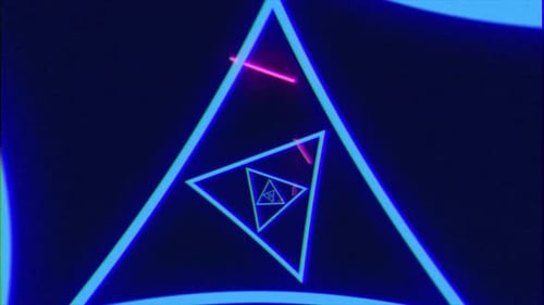Abstract Neon Triangle Tunnel Loop Background