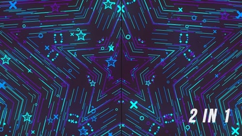 Abstract Neon Stars Tunnel Looping Background Animation