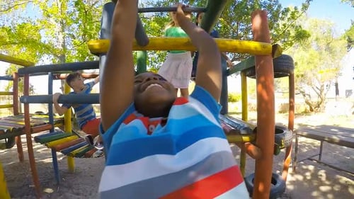 Kids playing together in the park 4k