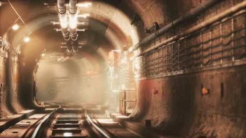 Dark Old Abandoned Metro Subway Tunnel