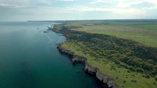 Panoramic video of picturesque rocky coastline