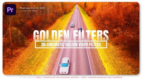 Más de 30 filtros de Vídeo Cinemática Dorados - Para Premiere PRO