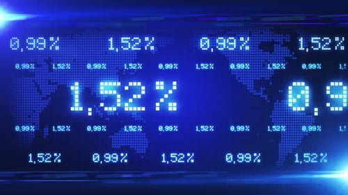 Futuristic Digital Stock Market Data with Global Map Background