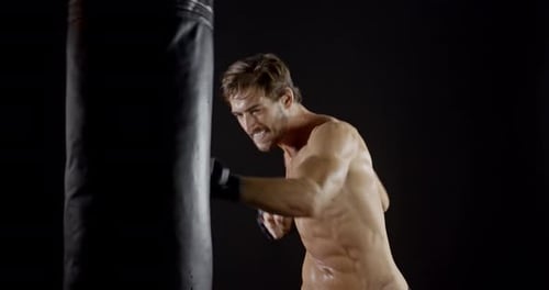 Athletic Male Workout Boxing Slow-Motion