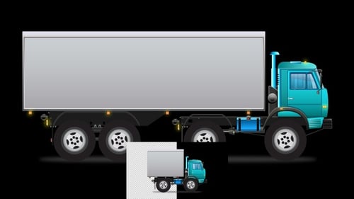 Animated Logistics Truck Driving with Transparent Background