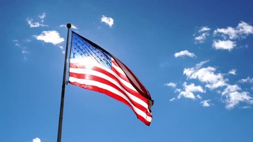 American Flag Waving on Sunny Day