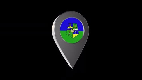 3D-Animationskarte-Navigationszeiger mit Flagge von Rabat (Marokko) Mit Alphakanal - 2K