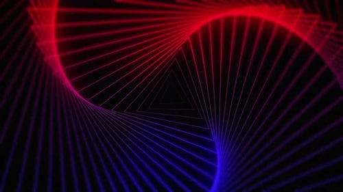 Abstract Neon Geometric Triangle Tunnel Loop Background