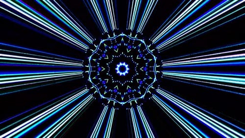 Neon Glowing Abstract Kaleidoscope Tunnel Loop