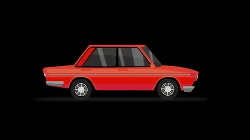 Animated Modern Red Car with Transparent Background