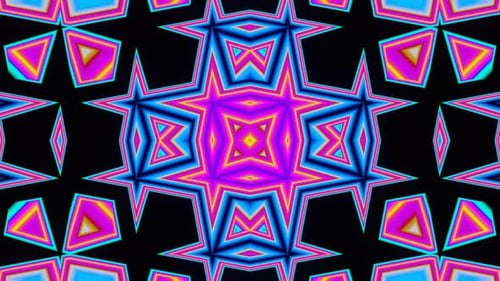 Abstract Neon Kaleidoscope Geometric Pattern Background Loop