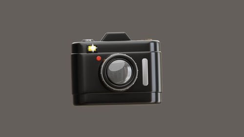 3D Animated Camera Icon with Flash Effect