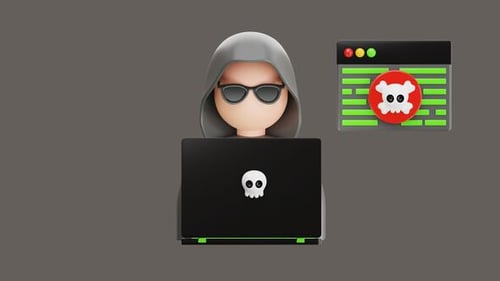 3D Animation of Hacker in Cybercrime Action