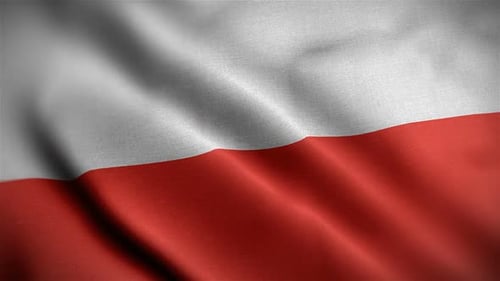 Realistic Waving Poland National Flag Fabric Loop Animation
