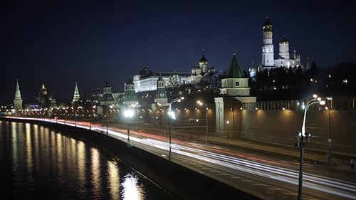 Quay Near The Moscow Kremlin At Night
