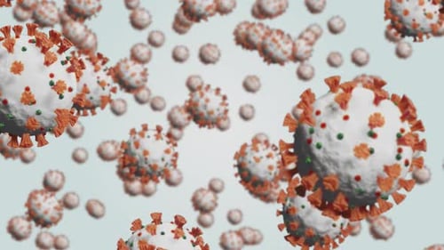 3D Virus Cells Floating - Medical Microscopic Animation