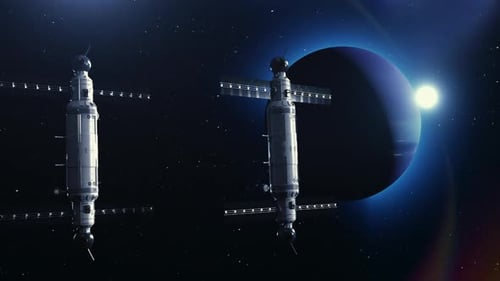 Un vaisseau spatial se déplace dans l'espace pour rencontrer une planète. concept sur la recherche