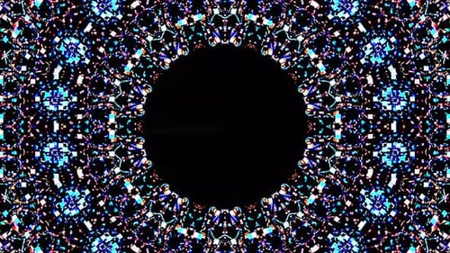 animated round shape of multicolor flashing lights, on a black background