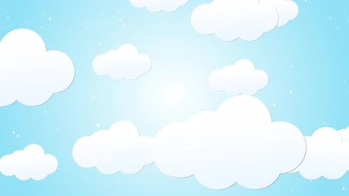 Animated Flat Clouds Moving in a Blue Sky