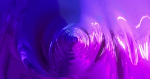 Abstrakter Hintergrund mit einem animierten hypnotischen Tunnel aus lila blauem Karamellglas oder Kunststoff