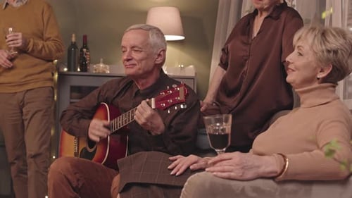 Senior Friends Enjoy Music at Cozy Gathering