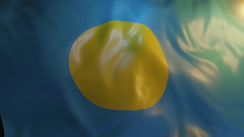 Realistic Palau National Flag Waving Seamless Loop