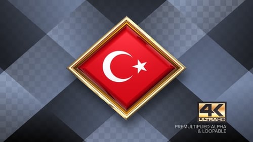 3D Golden Diamond Rotating Flag of Turkey Reveal