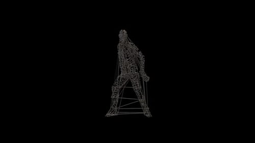 Abstract Wireframe Human Figure Dynamic Deformation