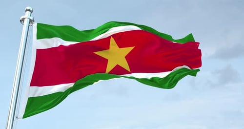 Realistic Suriname Flag Waving Seamless Loop