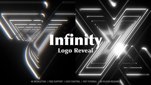 Abstract Geometric Light Tunnel Logo Reveal with Chromatic Aberration