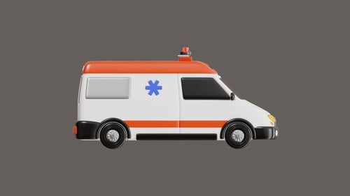 3D Cartoon Ambulance Driving with Flashing Lights Animation