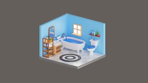 3D-Animation einer Badewanne, die Entspannung in Ihrem Badezimmer findet