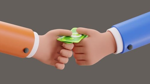 3D Hand Giving Money Transaction Animation