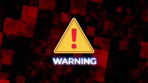 Futuristic Digital Warning with Glitch Text Animation